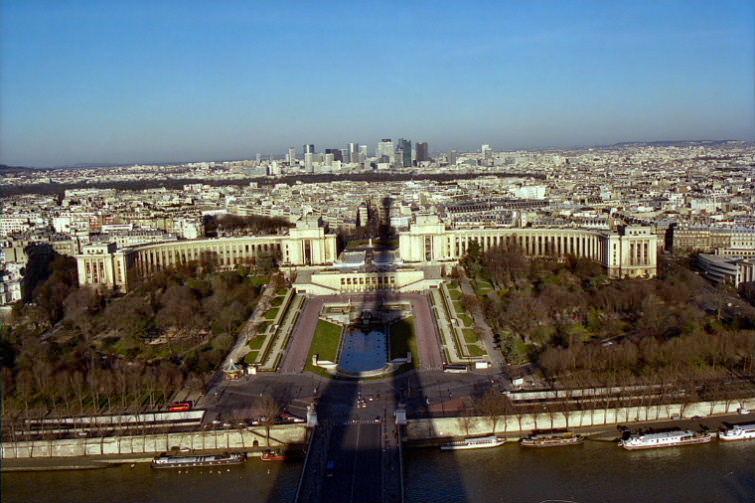 The Palais de Chaillot in the shadow of the Eiffel Tower